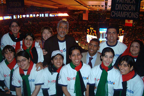 Zarlasht and her teammates on the National Afghan Women's Basketball Team at a U.S. NBA game