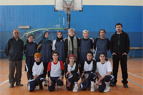 Zarlasht with her teammates on the National Afghan Women's Basketball Team